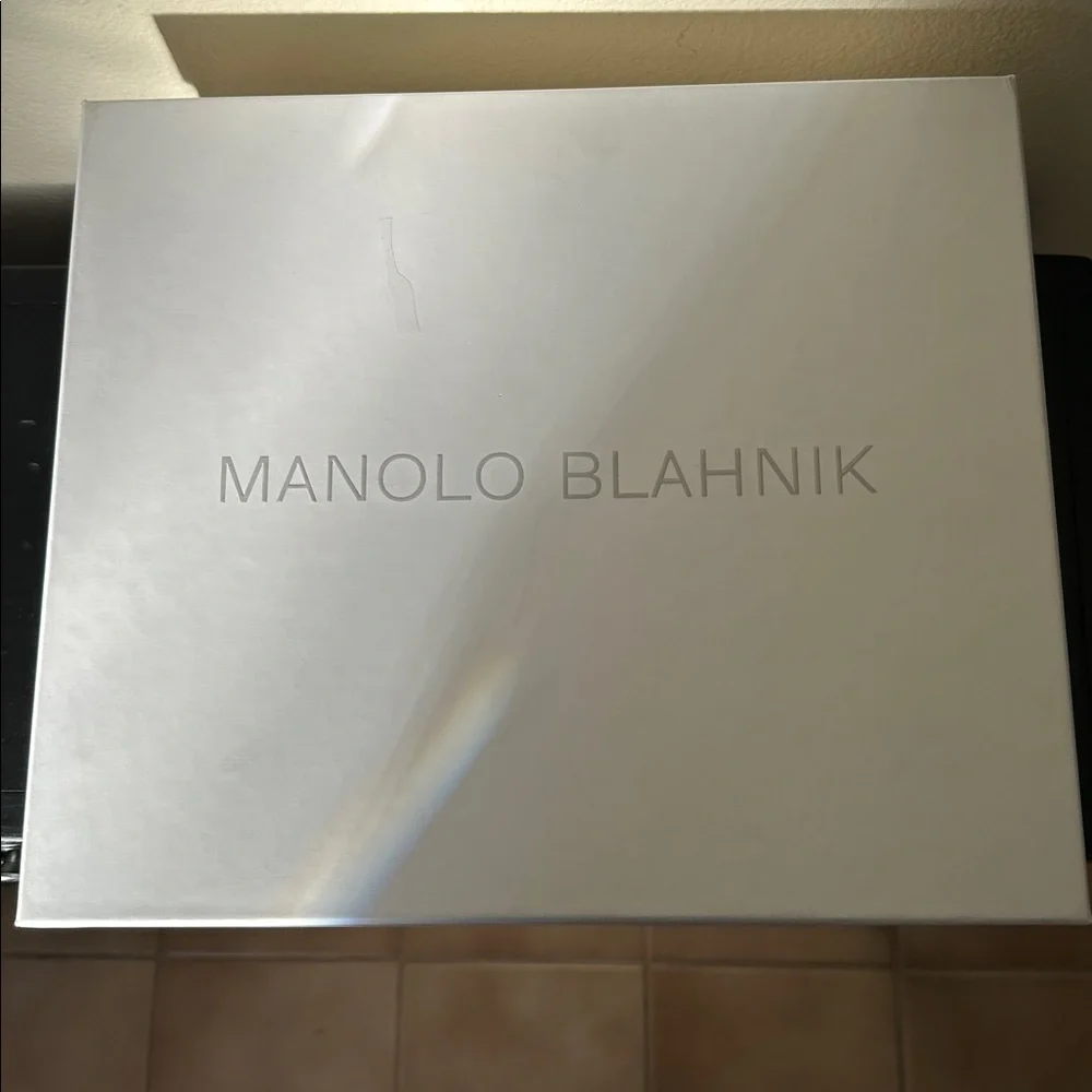 Manolo Blahnik Bomabi Calf Hair & Crystal White Ankle Pointed Toe Booties 38